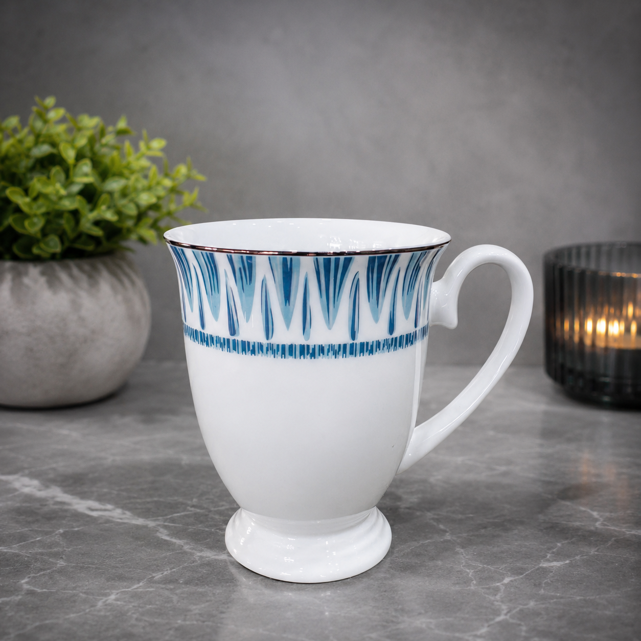 Sapphire Porcelain Mug Set (Set of 6)