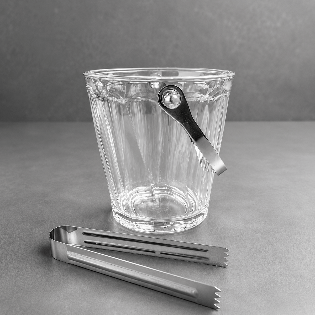 Crystal Clear Glass Ice Bucket