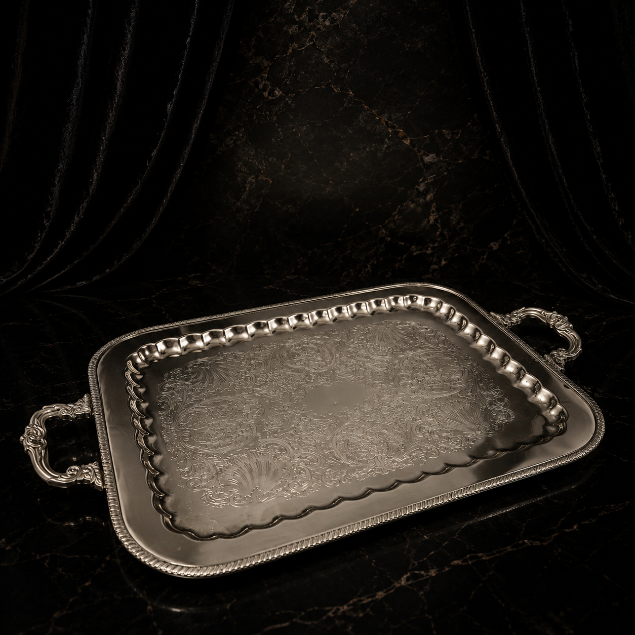 Antique Silver Serving Platter