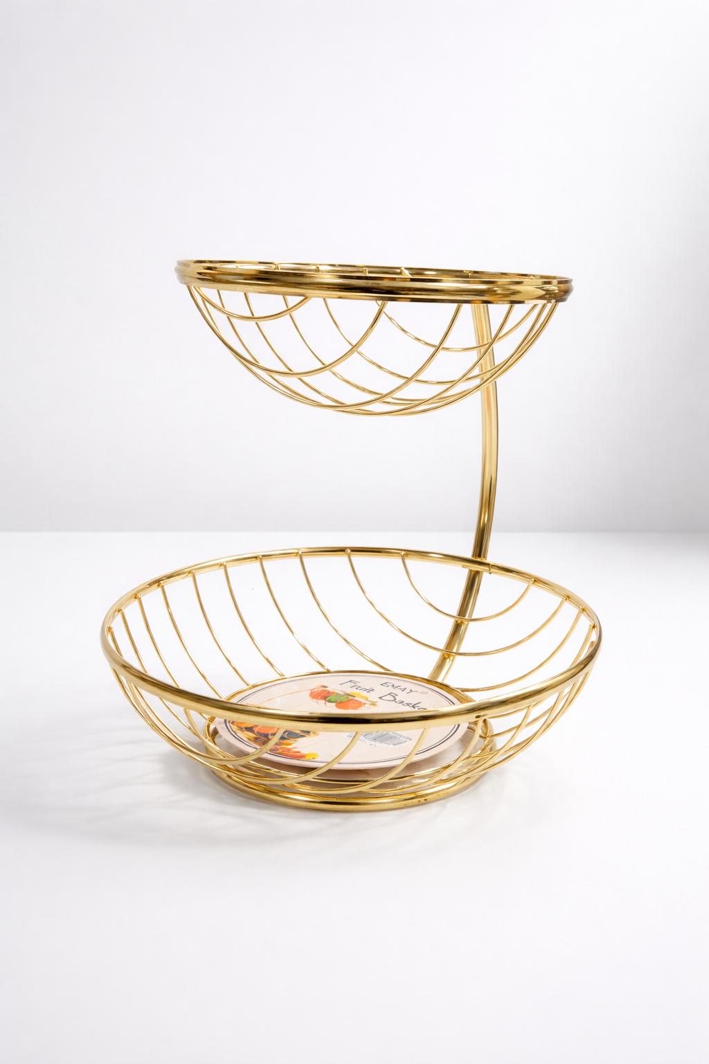 2-Tier Gold Fruit Basket