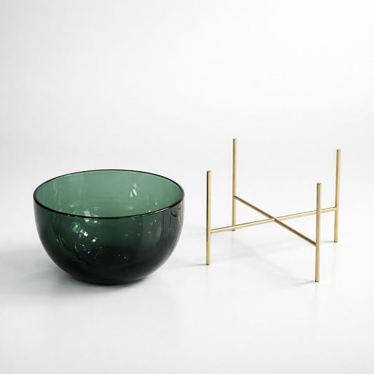 Emerald Glass Bowl with Gold Tripod
