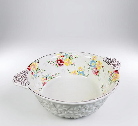 Floral Embossed Serving Bowl