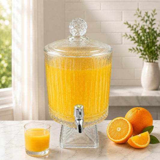 Ribbed Glass Beverage Dispenser (4.5LTR)