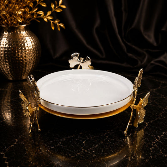Golden Butterfly Ceramic Serving Platter