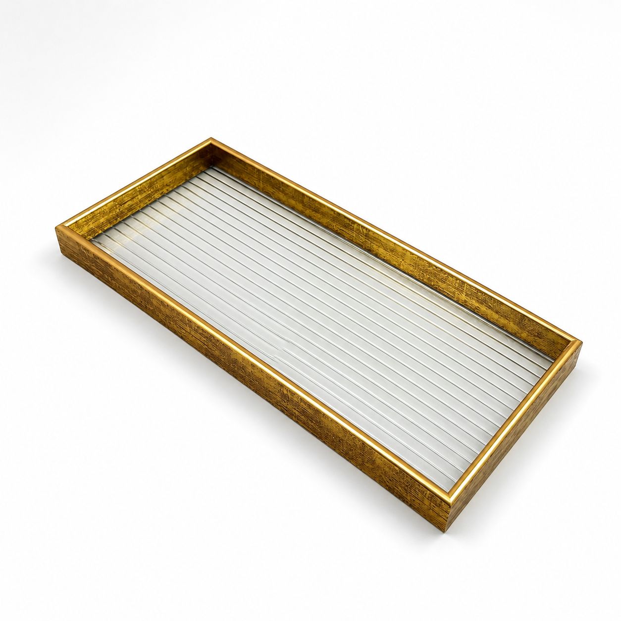 Ribbed Acrylic & Gold Serving Trays