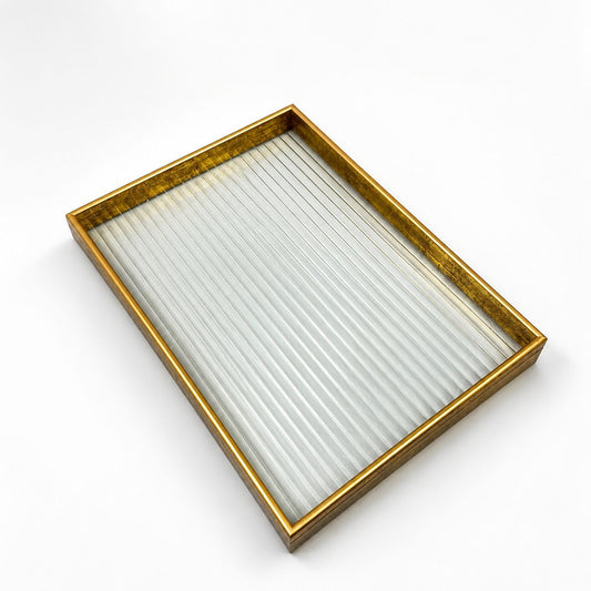 Ribbed Acrylic & Gold Serving Trays