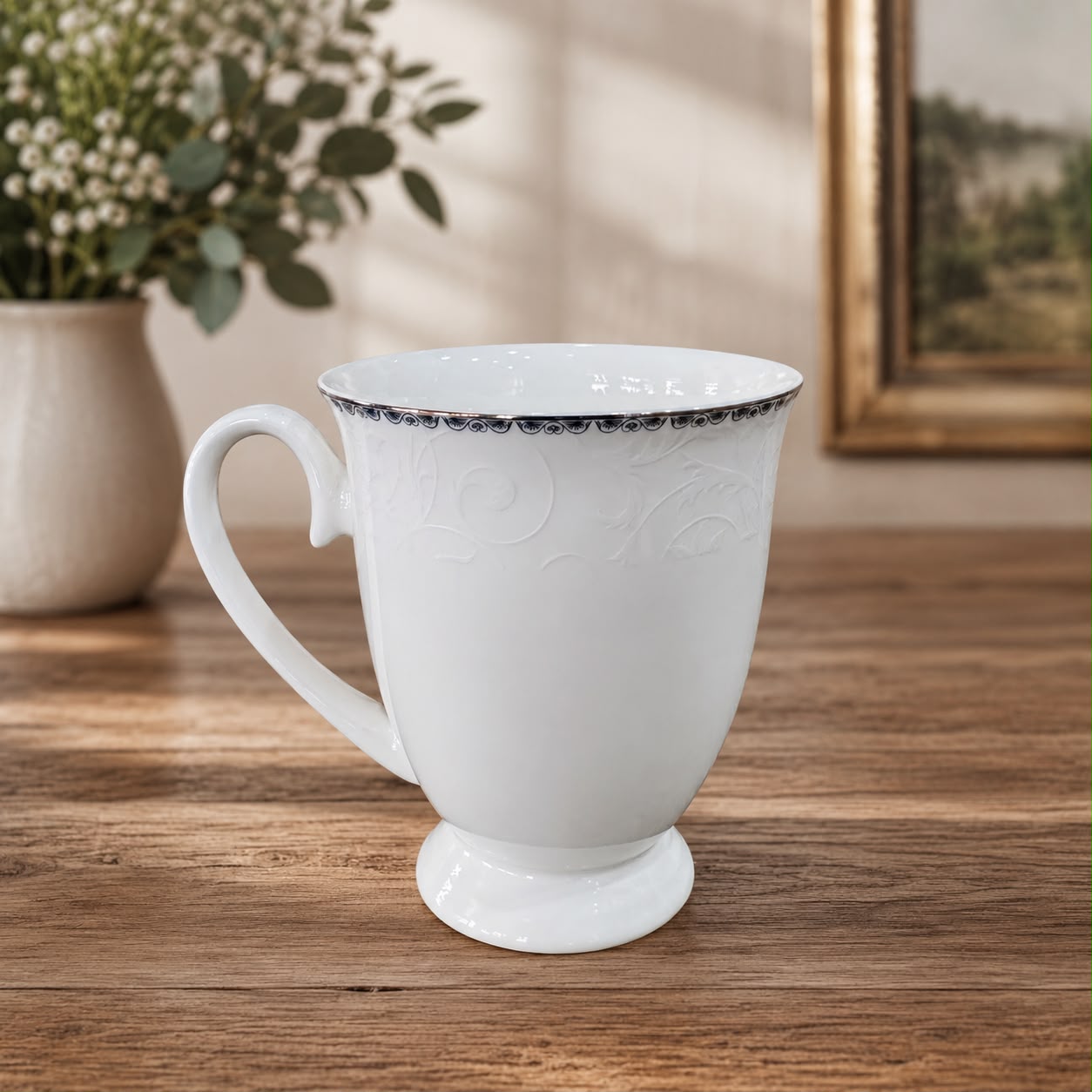 Royal Scroll Fine Porcelain Mug Set (Set of 6)