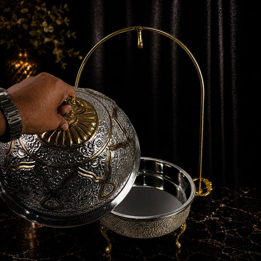 Royal Engraved Brass Round Chafing Dish