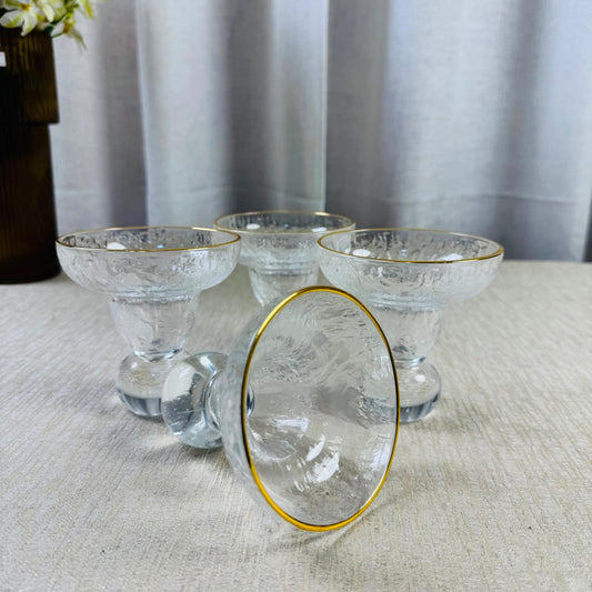 Crystal Gold-Rimmed Dessert Bowl Set – 6 Pcs