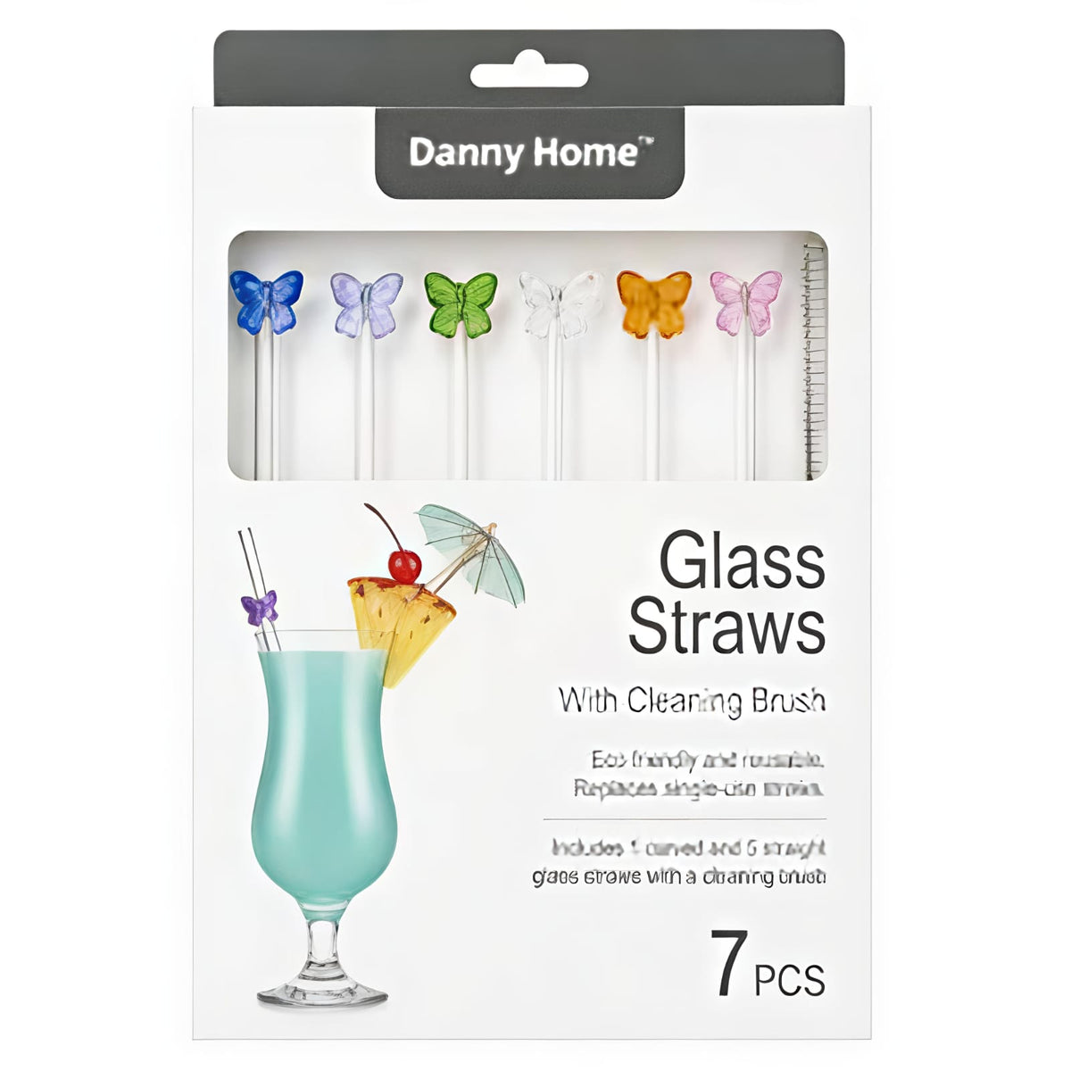 6 Pcs Reusable Glass Straws