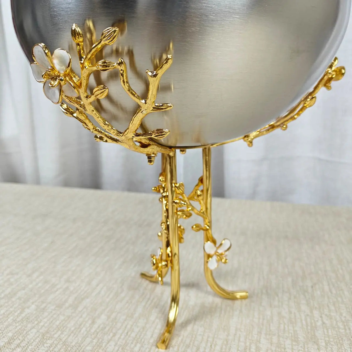 Brushed Stainless Steel & Gold Branch Base