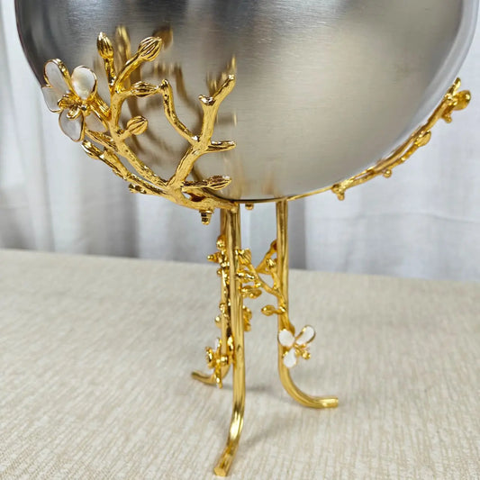 Brushed Stainless Steel & Gold Branch Base