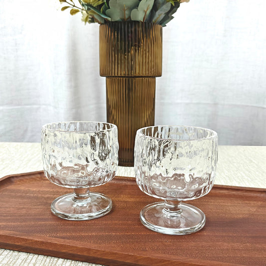 Low footed dessert cups with gold rim