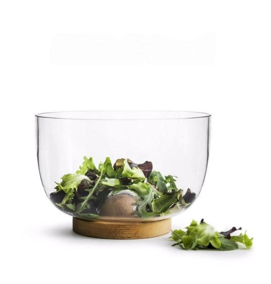 Salad Bowl with Wooden Base