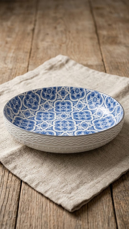 Mediterranean Azure Ceramic Serving Bowl