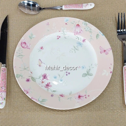 18 pcs breakfast set - Floral Pink