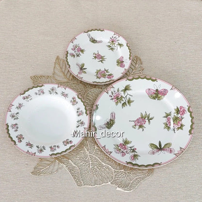 18 pcs breakfast set - Green & Pink