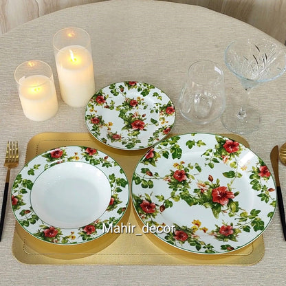 18 pcs breakfast set - Red Hibiscus