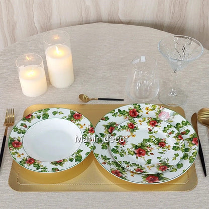 18 pcs breakfast set - Red Hibiscus