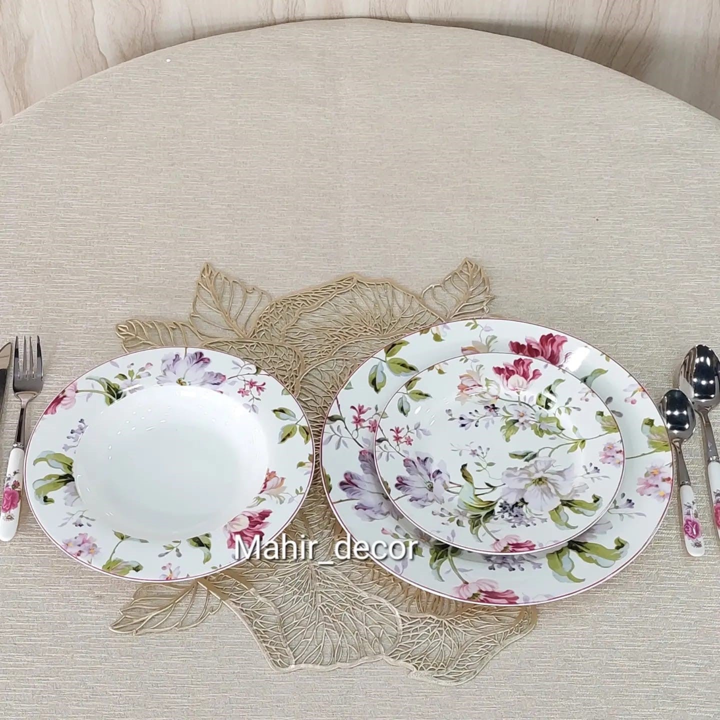 18 pcs breakfast set - Pink Purple Floral