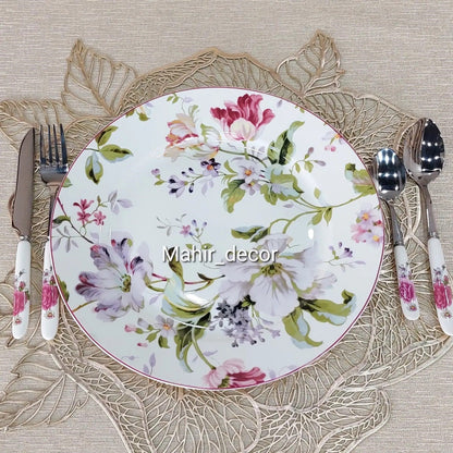 18 pcs breakfast set - Pink Purple Floral