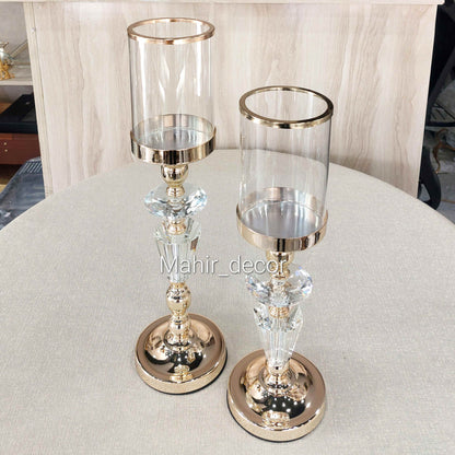 Crystal candle stand pair