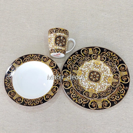 24 pcs breakfast set - Black and Gold