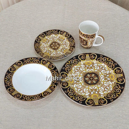 24 pcs breakfast set - Black and Gold