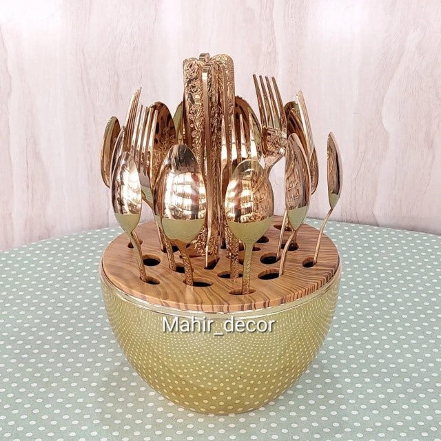 24 pieces cutlery set in beautiful egg shaped storage box