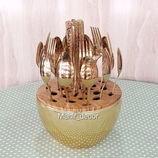 24 pieces cutlery set in beautiful egg shaped storage box