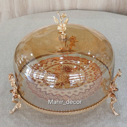 Cake stand with glass dome