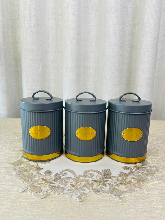 3-piece dark grey canister set