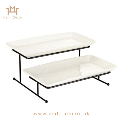 2 tier rectangular serving dish