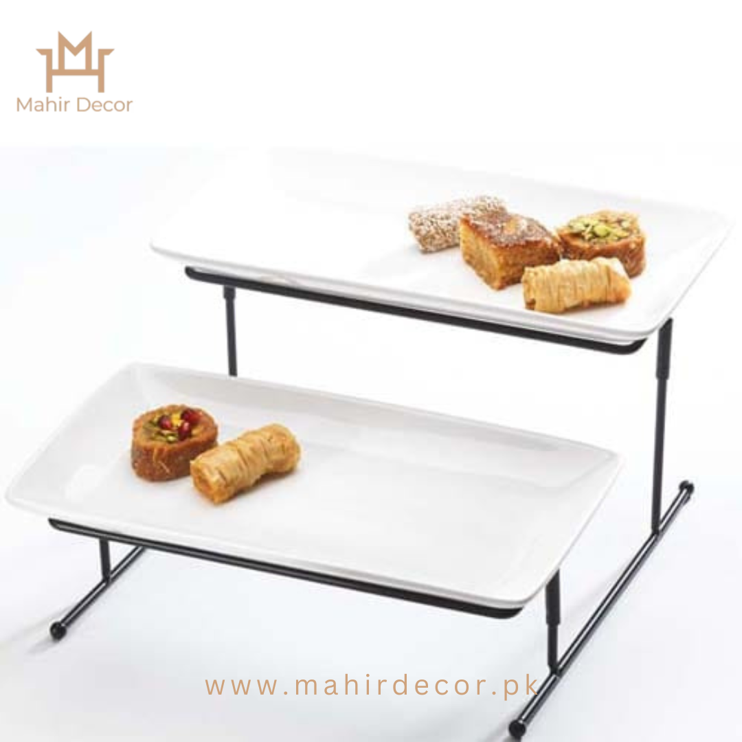 2 tier rectangular serving dish