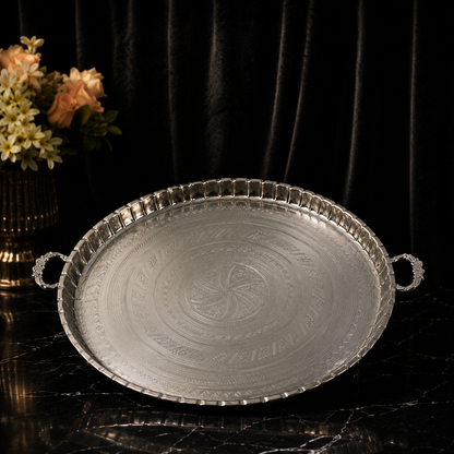 Royal Shahi Engraved Silver Serving Platter