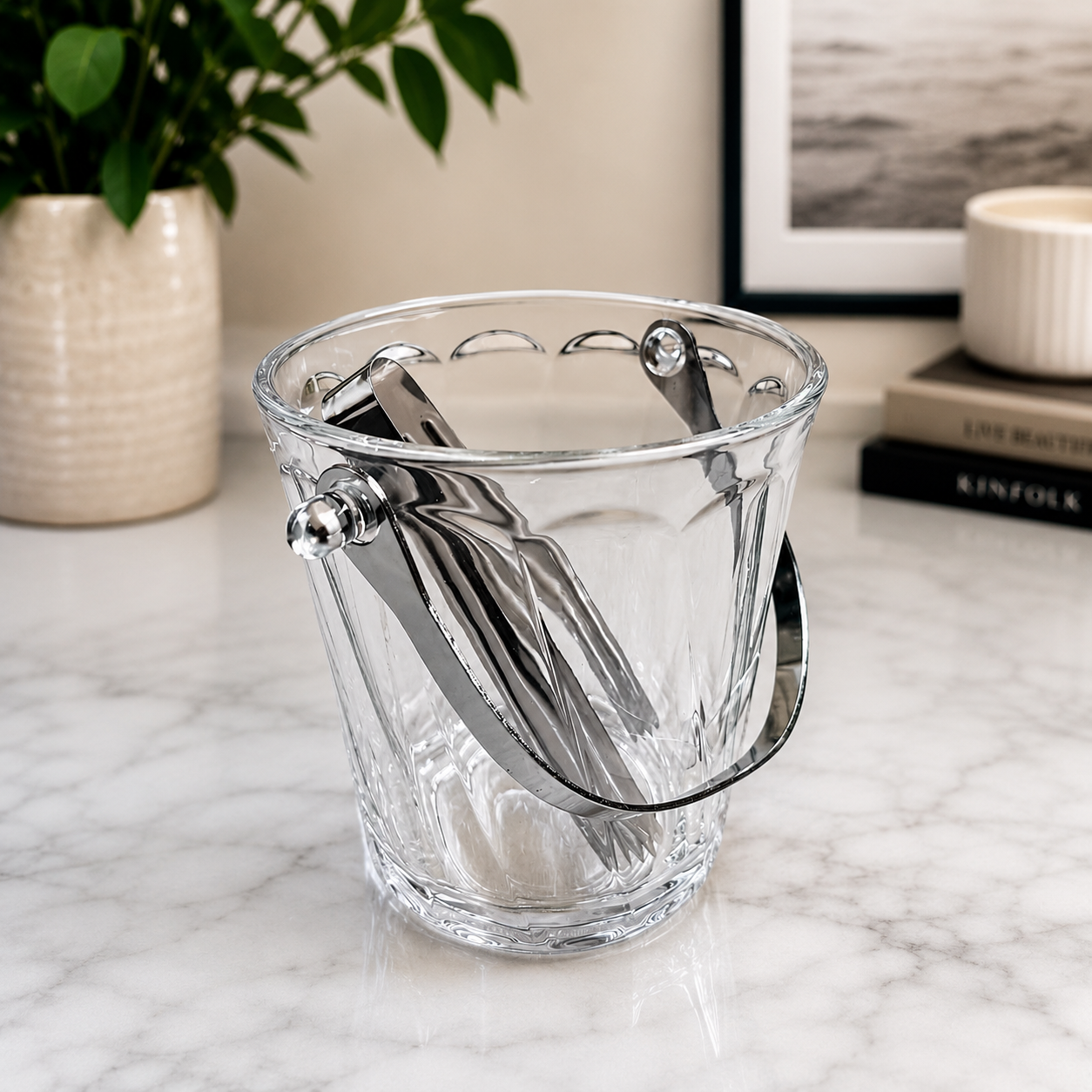 Crystal Clear Glass Ice Bucket