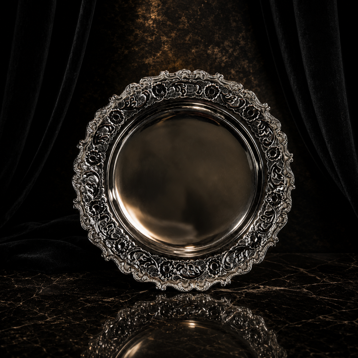 Luxury Baroque Silver Serving Platter
