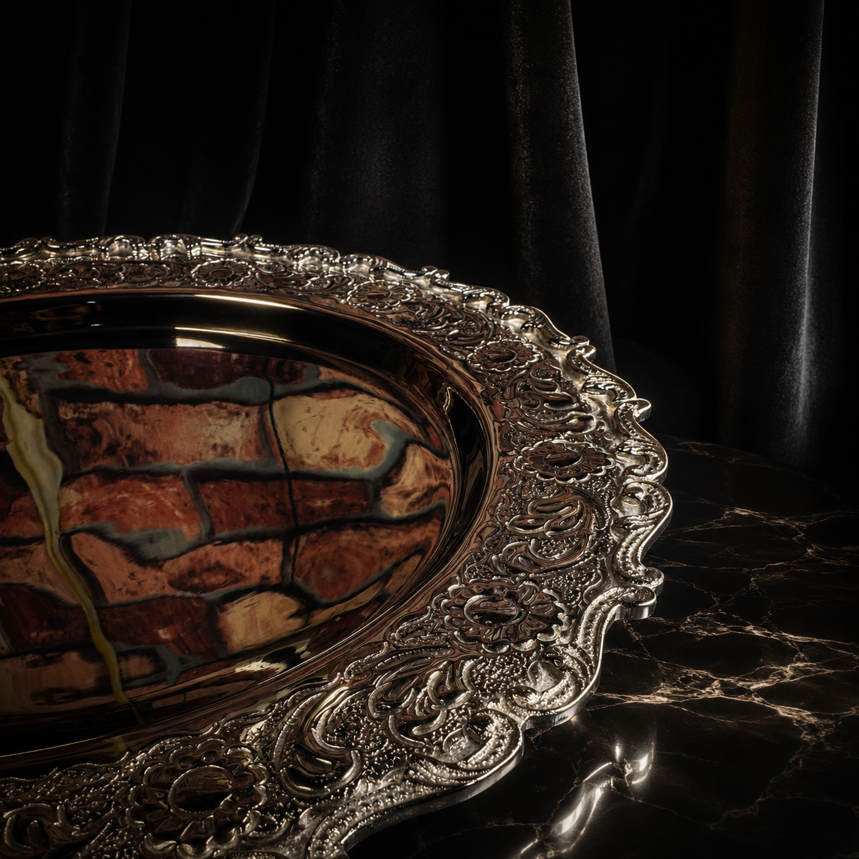 Luxury Baroque Silver Serving Platter