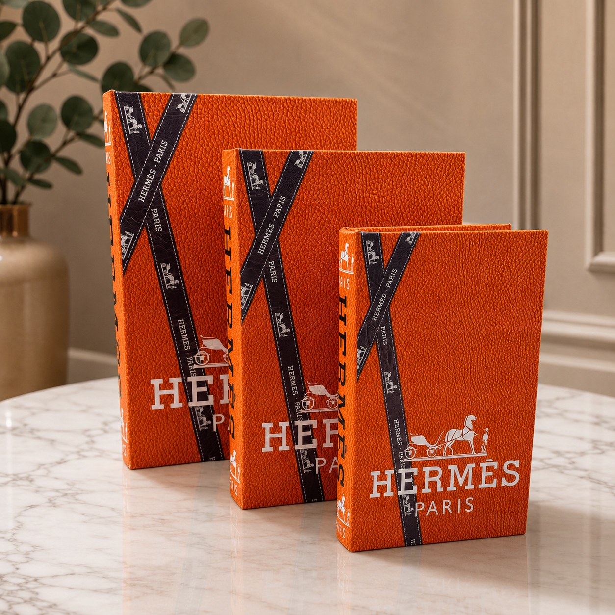 Hermes Decorative Book & Storage Box 3PC-SET