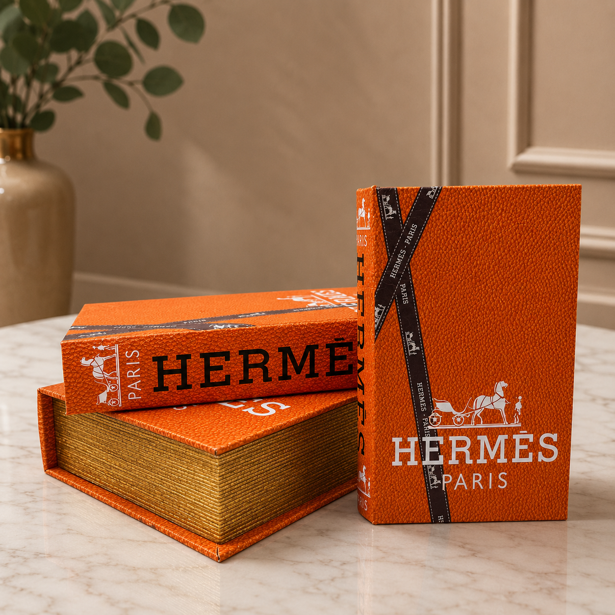 Hermes Decorative Book & Storage Box 3PC-SET