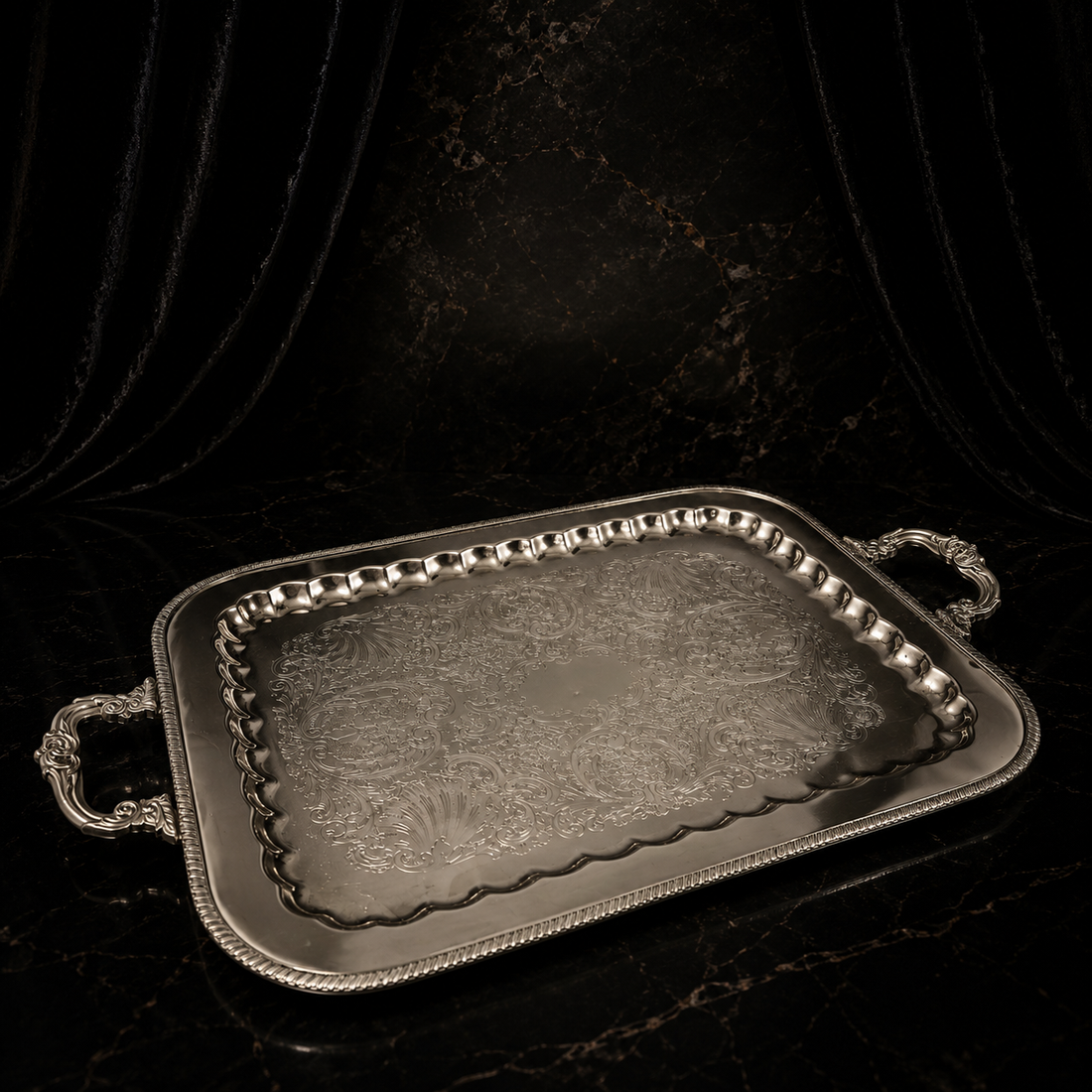 Antique Silver Serving Platter