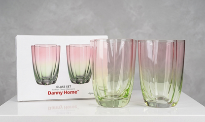 Danny Home Two-Toned Floral-Shaped Glassware Set