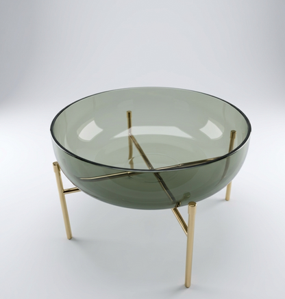Emerald Glass Bowl with Gold Tripod