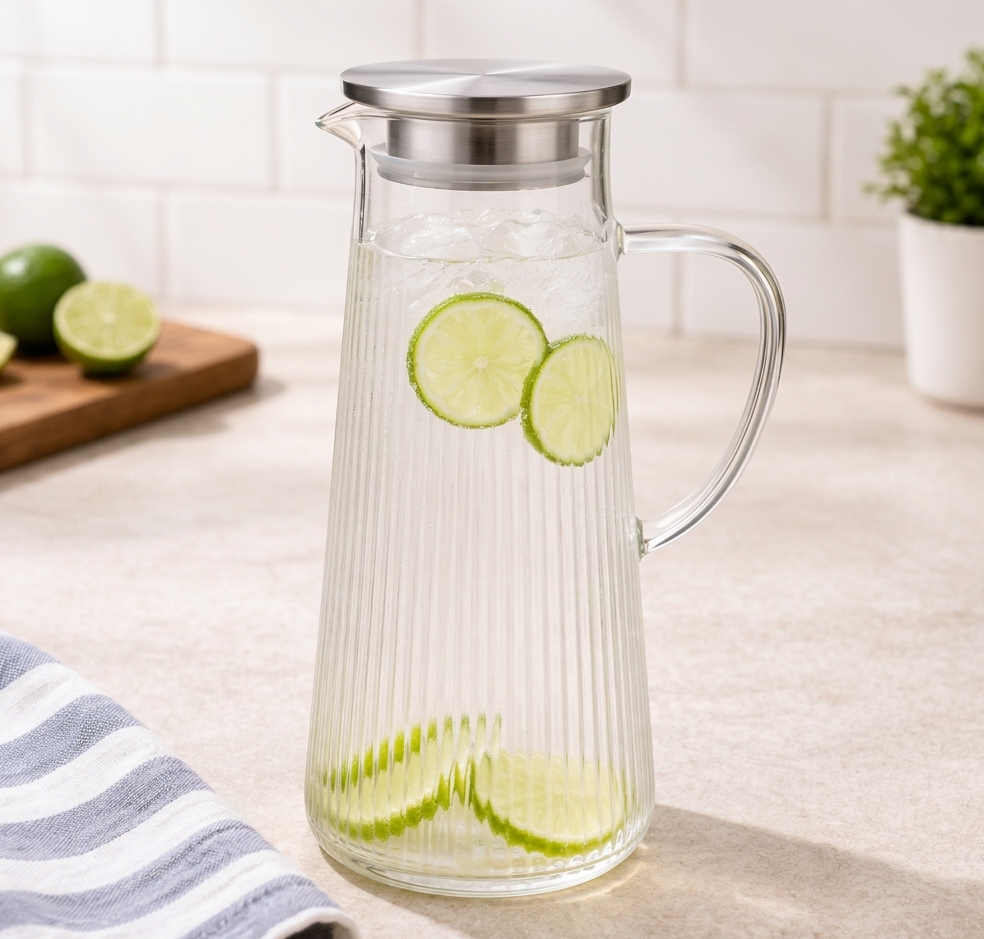 Danny Home Vertical Stripe Glass Water Jug & Teapot (1.13L)