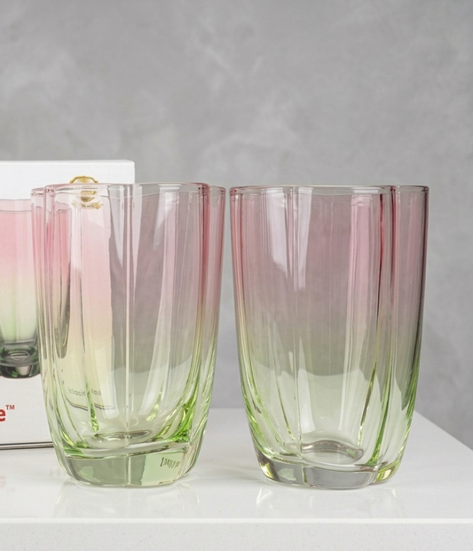 Danny Home Two-Toned Floral-Shaped Glassware Set