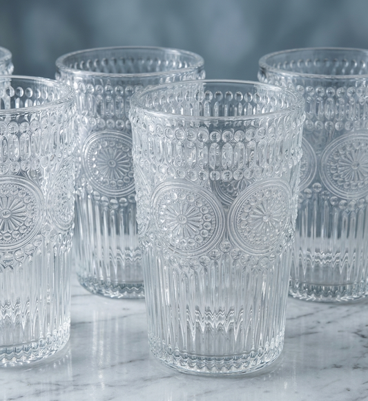 Vintage Embossed Glass Set 6PC