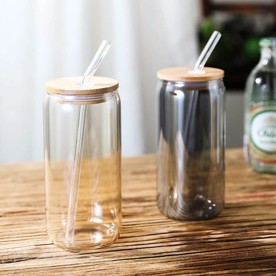 Glass Tumbler with Glass Straw