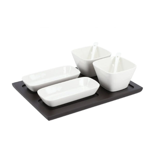 Serving Platter Set Of 7Pcs With Wooden Tray Pablo