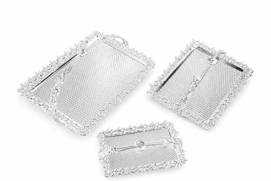 Rectangular Tray Silver Set of 3