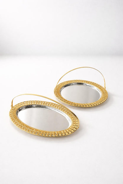 Serving Platters Gold border with handle